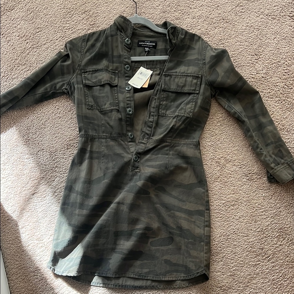 Camouflage Button-Up Dress